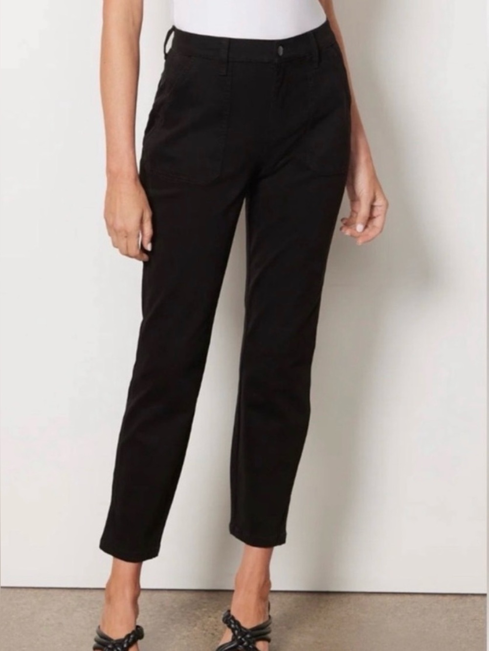 Evereve Payton Utility Ankle Split Pants Black Size 27 NWT New $138